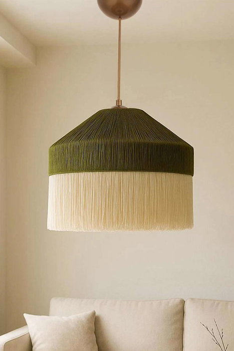 Opviq Lámpara de araña de Macramé Verde y Crema con Altura Ajustable Opviq Lámpara de araña de Macramé Verde y Crema con Altura Ajustable